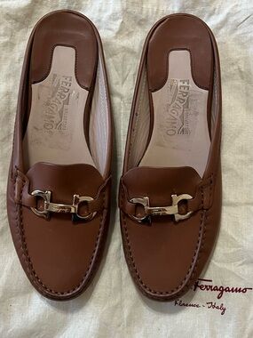 Salvatore Ferragamo Women’s Chestnut Leather Horsebit Loafers